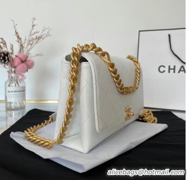 Classic Grade Chanel Flap Shoulder Bag Original leather AS2764 white