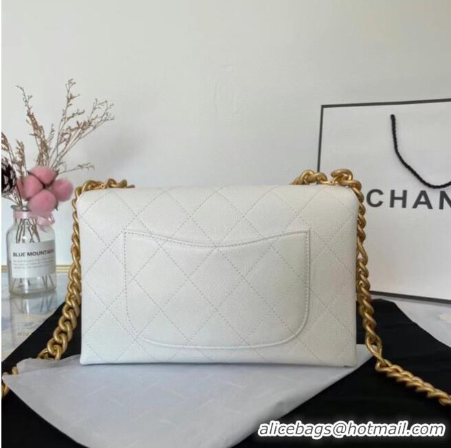 Classic Grade Chanel Flap Shoulder Bag Original leather AS2764 white