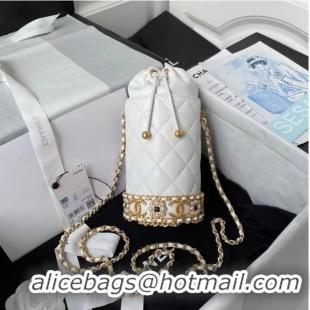 Discount Chanel Drawstring Bag Lambskin & Gold Metal AP2257 white