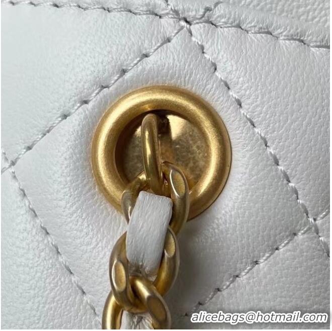 Discount Chanel Drawstring Bag Lambskin & Gold Metal AP2257 white