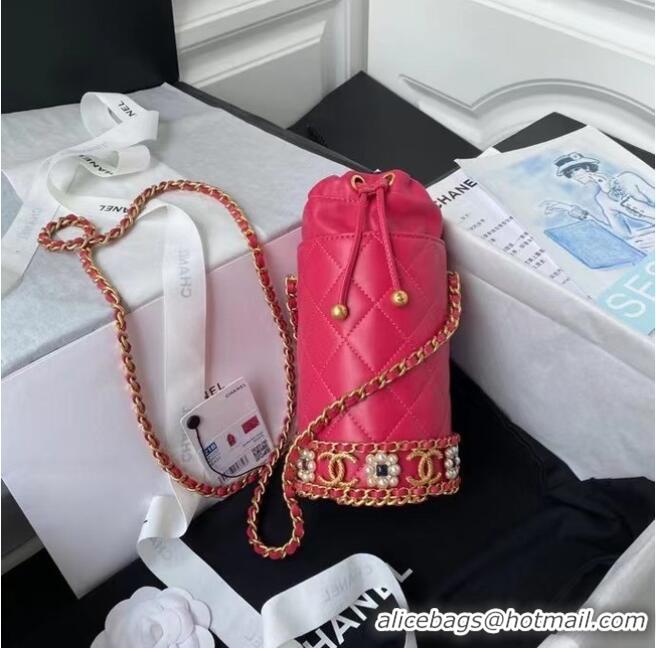 Buy Classic Chanel Drawstring Bag Lambskin & Gold Metal AP2257 Red