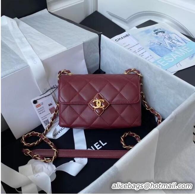 New Style Chanel Flap Shoulder Bag Original leather AS2633 Wine