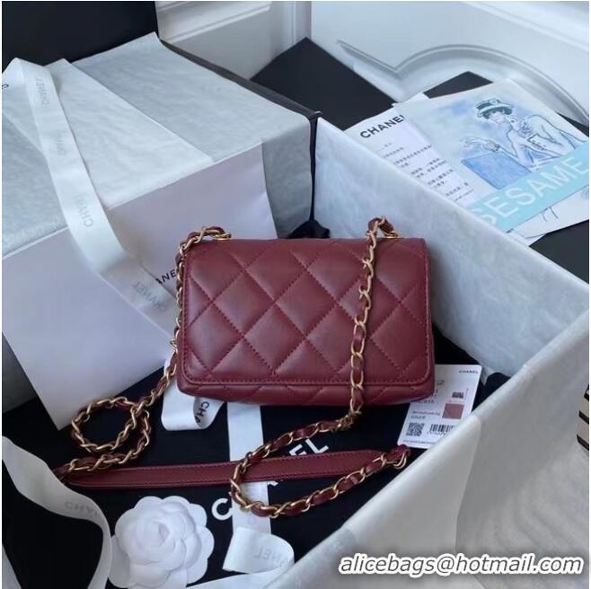 New Style Chanel Flap Shoulder Bag Original leather AS2633 Wine