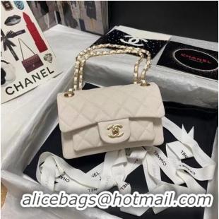 Famous Brand Chanel Flap Shoulder Bag Grained Calfskin AS9960 white