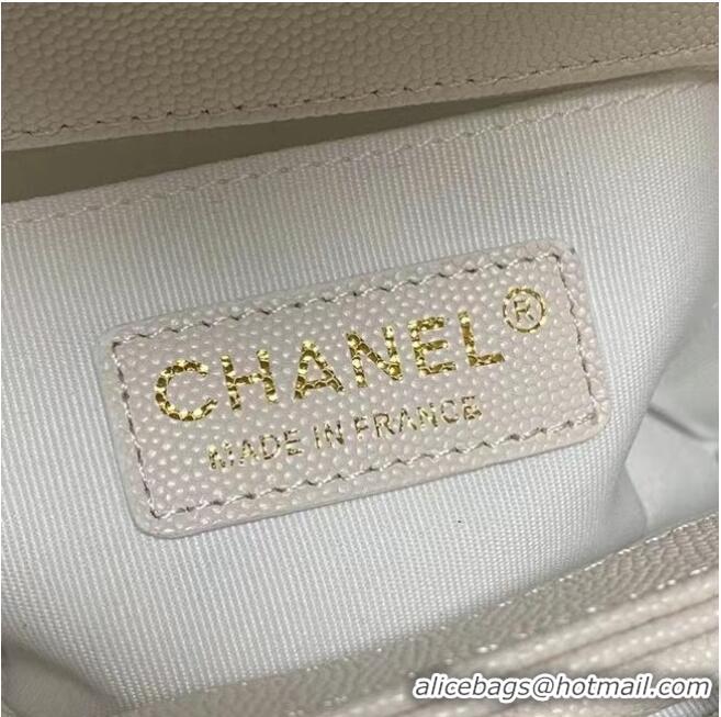 Famous Brand Chanel Flap Shoulder Bag Grained Calfskin AS9960 white