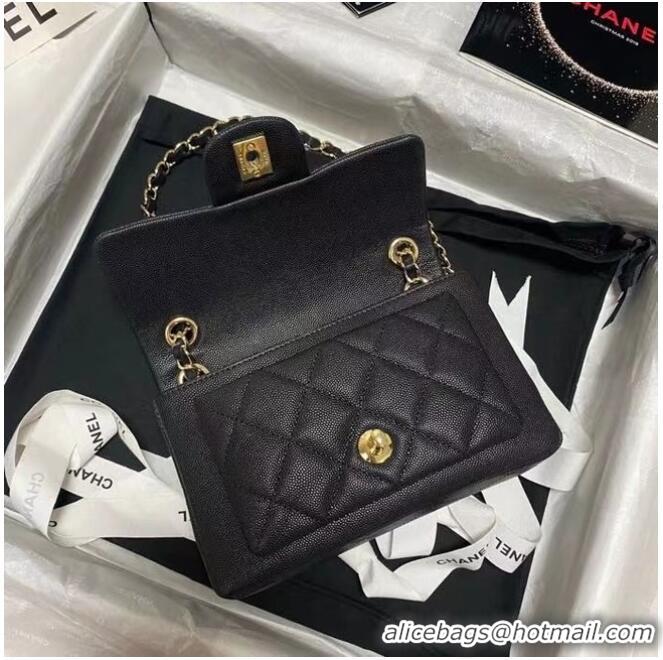 Spot Bulk Chanel Flap Shoulder Bag Grained Calfskin AS9960 black