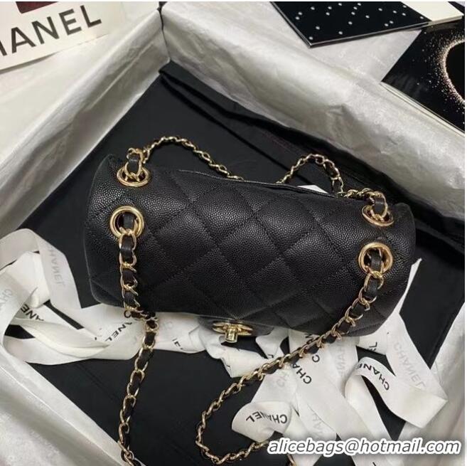 Spot Bulk Chanel Flap Shoulder Bag Grained Calfskin AS9960 black