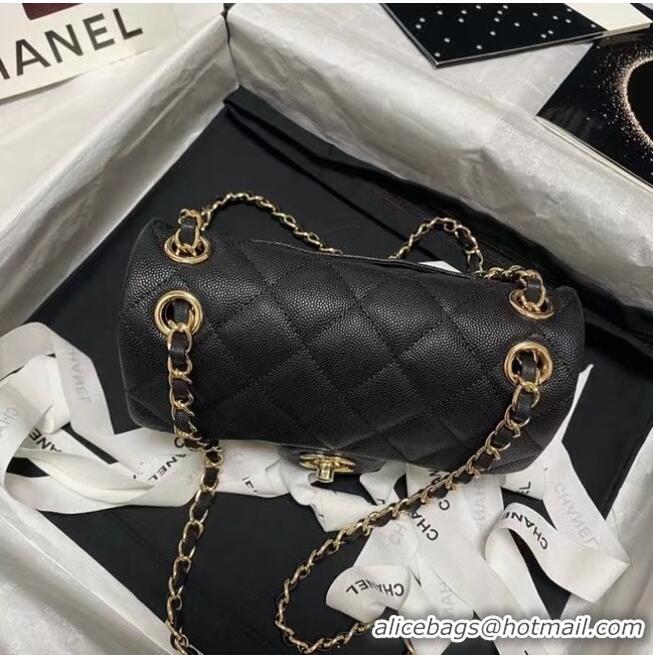 Spot Bulk Chanel Flap Shoulder Bag Grained Calfskin AS9960 black