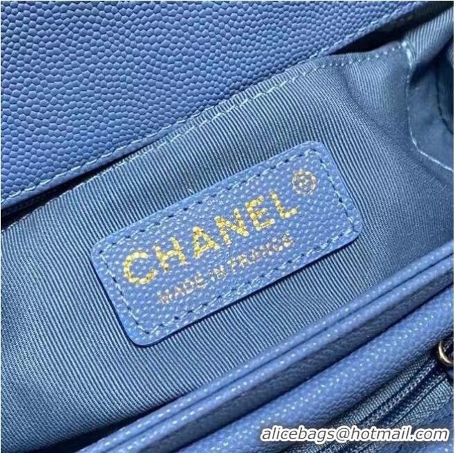 Buy Discount Chanel Flap Shoulder Bag Grained Calfskin AS9960 blue