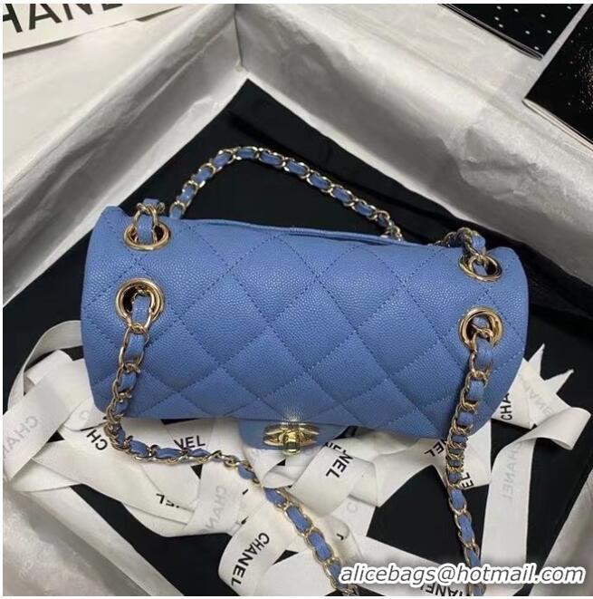 Buy Discount Chanel Flap Shoulder Bag Grained Calfskin AS9960 blue