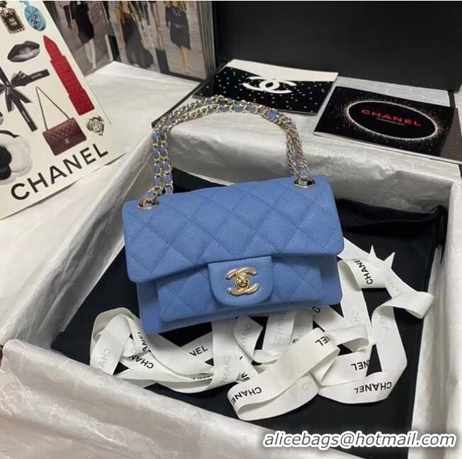 Buy Discount Chanel Flap Shoulder Bag Grained Calfskin AS9960 blue