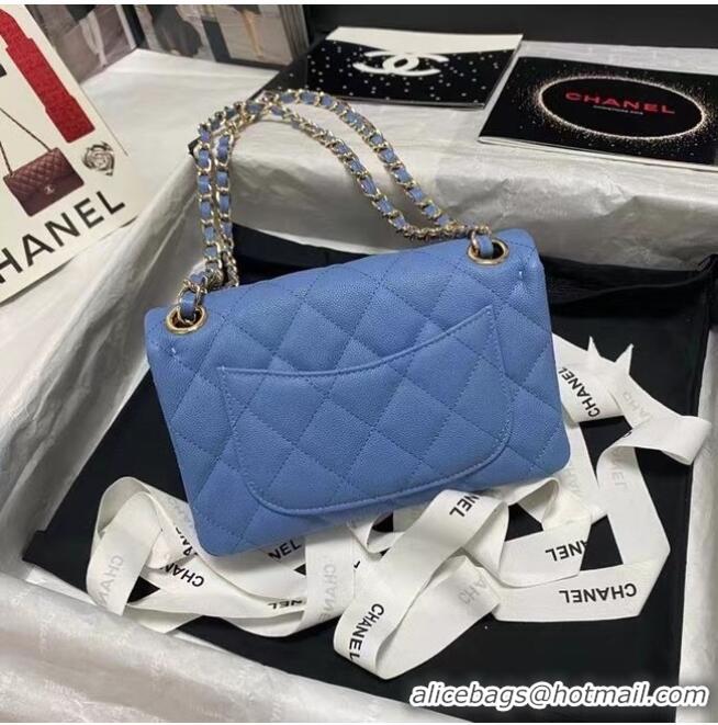 Buy Discount Chanel Flap Shoulder Bag Grained Calfskin AS9960 blue