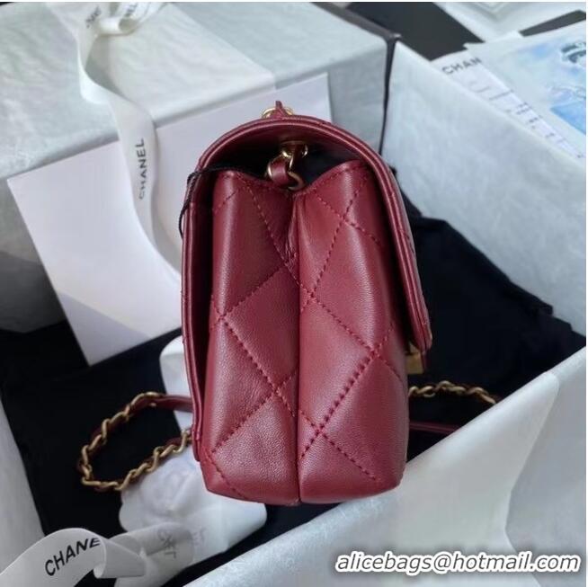 Famous Brand Chanel Flap Shoulder Bag Original leather AS2634 Wine