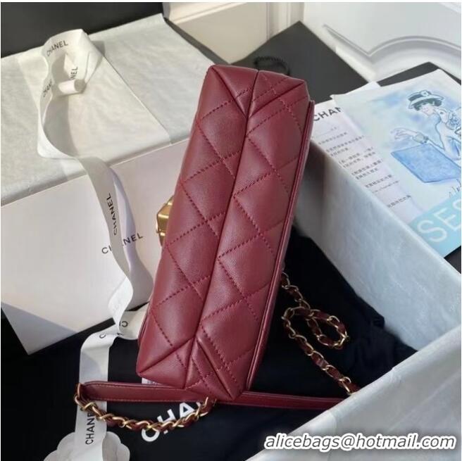 Famous Brand Chanel Flap Shoulder Bag Original leather AS2634 Wine