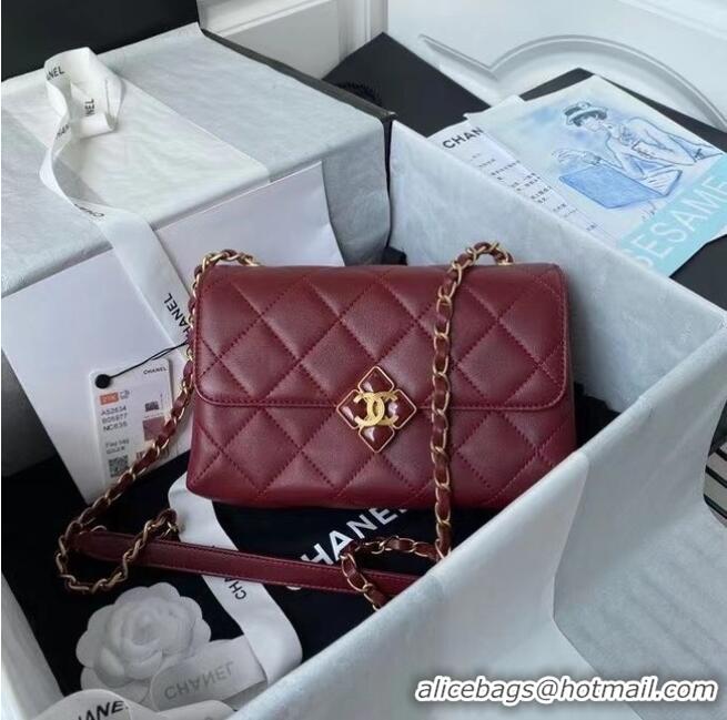 Famous Brand Chanel Flap Shoulder Bag Original leather AS2634 Wine