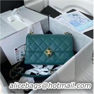 Famous Brand Chanel Flap Shoulder Bag Original leather AS2634 green