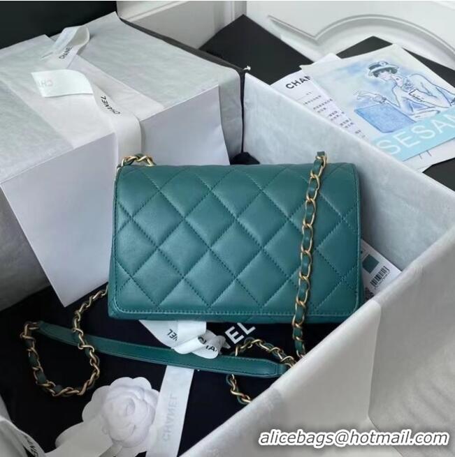 Famous Brand Chanel Flap Shoulder Bag Original leather AS2634 green