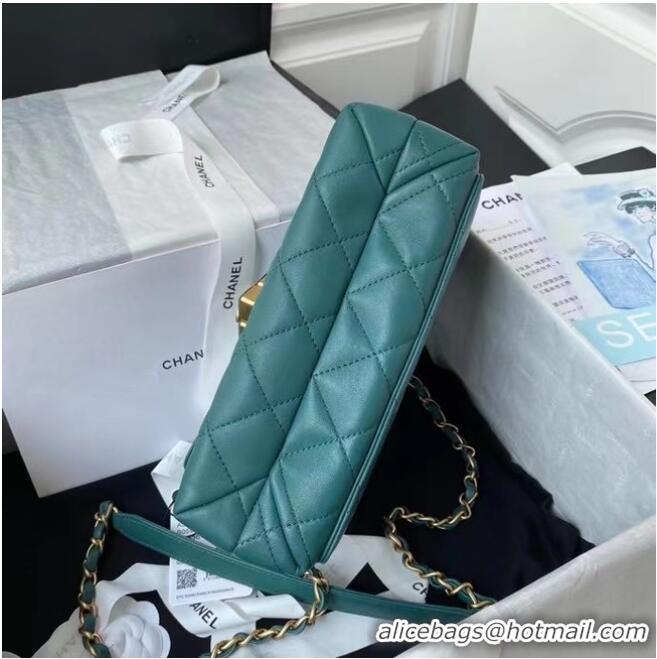 Famous Brand Chanel Flap Shoulder Bag Original leather AS2634 green