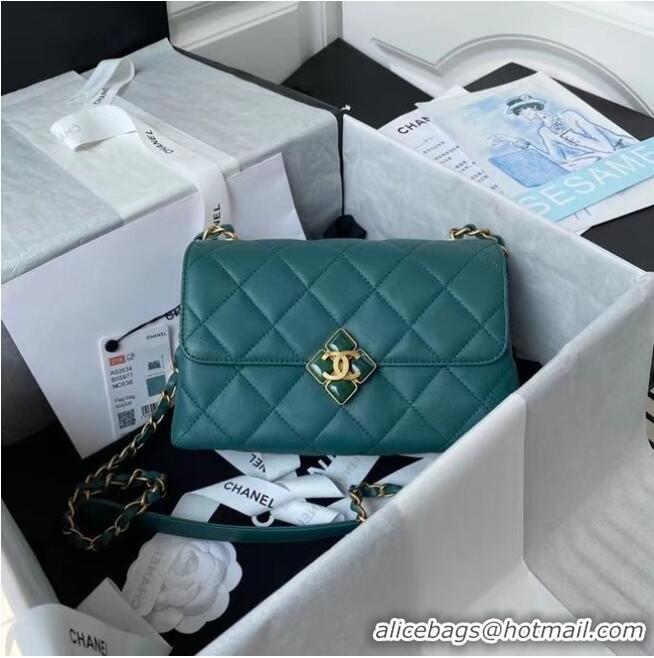 Famous Brand Chanel Flap Shoulder Bag Original leather AS2634 green