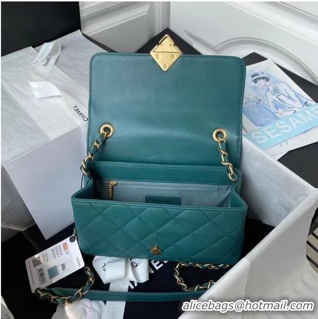 Famous Brand Chanel Flap Shoulder Bag Original leather AS2634 green