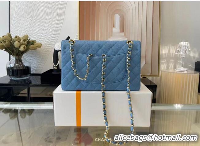 Buy Inexpensive Chanel Classic Handbag Caviar Leather & Gold Metal A01112 Blue