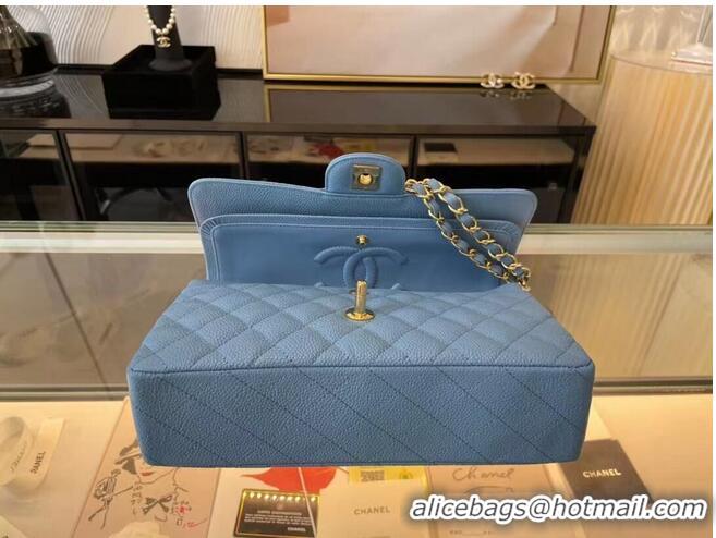 Buy Inexpensive Chanel Classic Handbag Caviar Leather & Gold Metal A01112 Blue