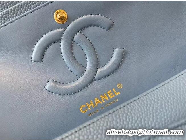 Buy Inexpensive Chanel Classic Handbag Caviar Leather & Gold Metal A01112 Blue