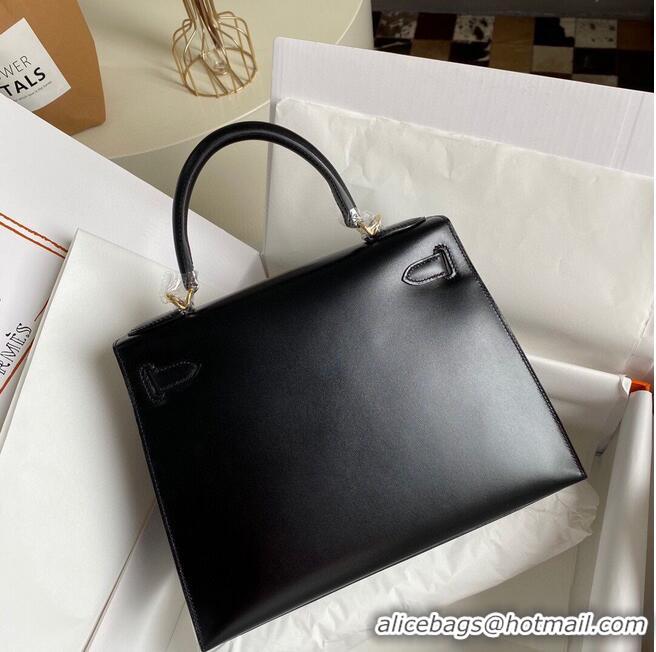 Top Grade Hermes Kelly 28cm Shoulder Bags Smooth Leather KL28 Black