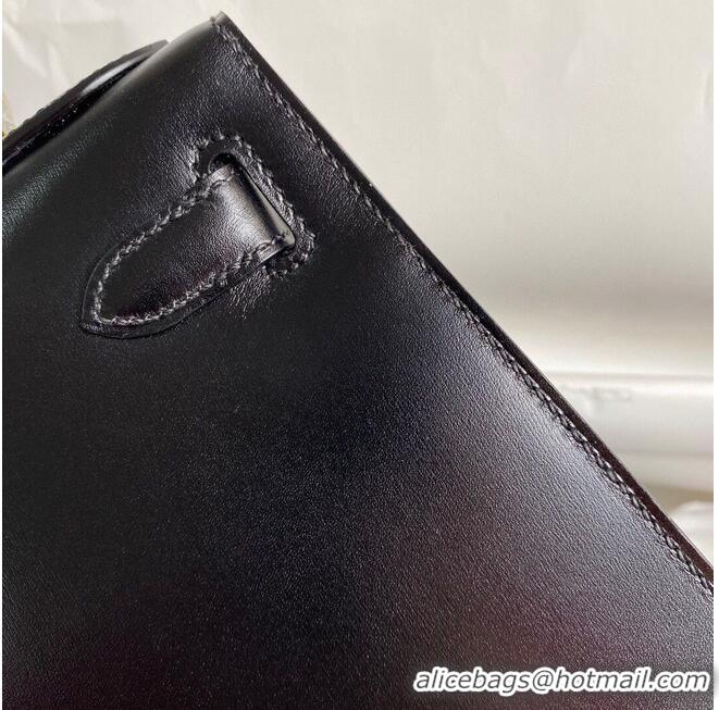 Top Grade Hermes Kelly 28cm Shoulder Bags Smooth Leather KL28 Black