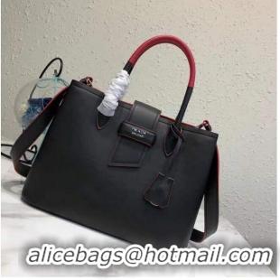 Fashion Discount Prada Original leather Bag P13582 Black & Red