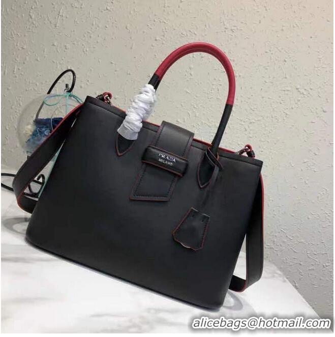 Fashion Discount Prada Original leather Bag P13582 Black & Red