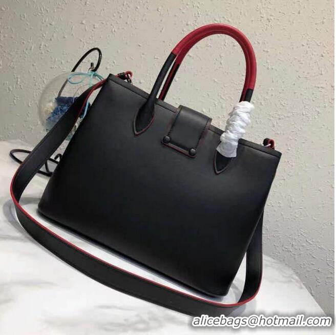 Fashion Discount Prada Original leather Bag P13582 Black & Red