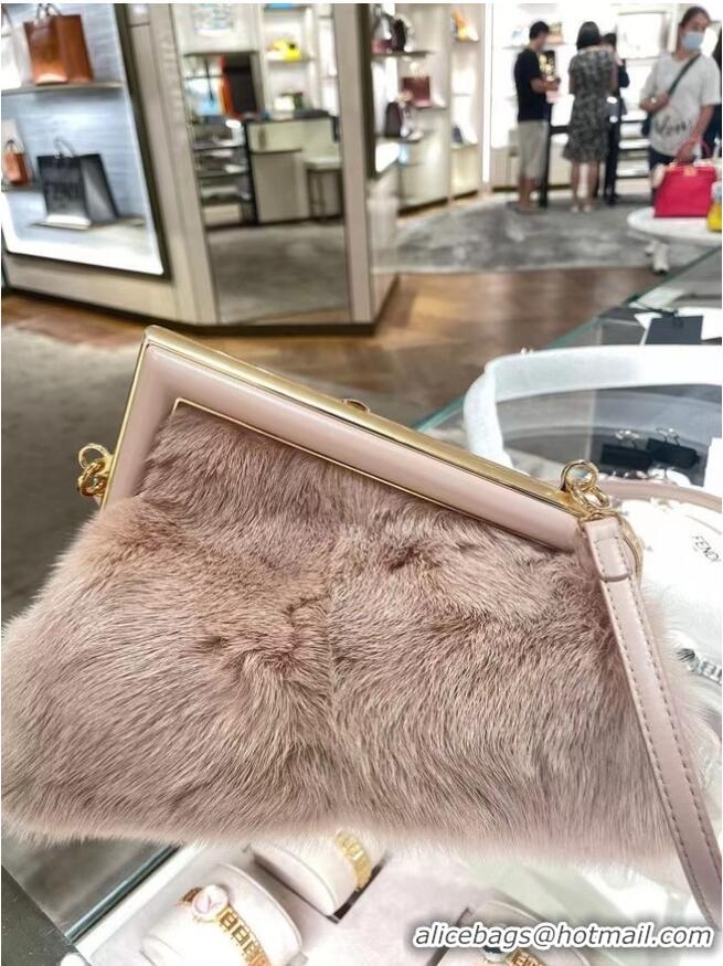 Inexpensive FENDI FIRST SMALL Pink mink bag 8BP129A