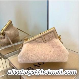 Top Quality FENDI FIRST SMALL Pink sheepskin bag 8BP129AH