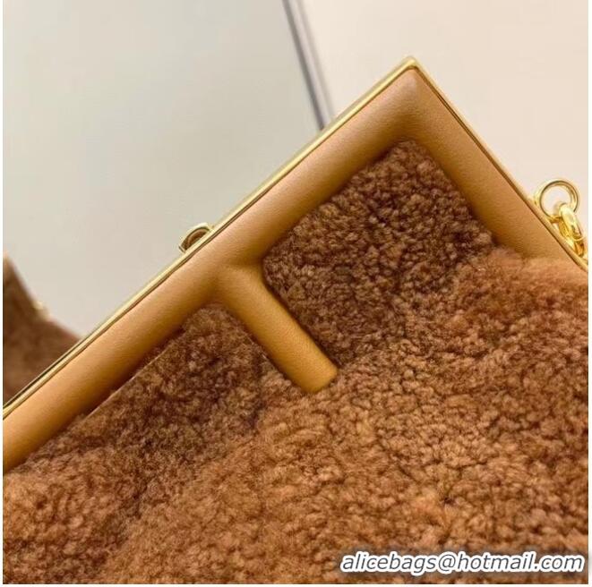 Best Price FENDI FIRST SMALL brown sheepskin bag 8BP129AH