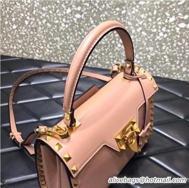 Good Product VALENTINO GARAVANI Rockstud Alcove Small grain calf leather handbag 2B0J71 pink