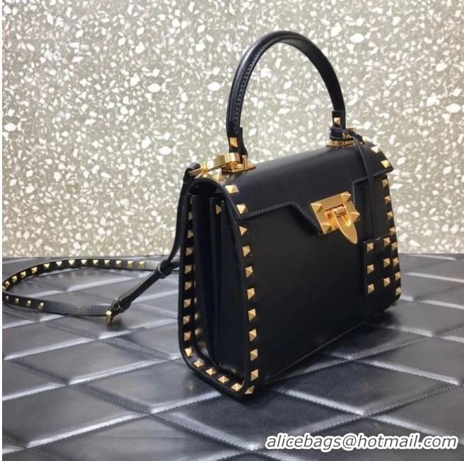 Discount VALENTINO GARAVANI Rockstud Alcove Small grain calf leather handbag 2B0J71 black