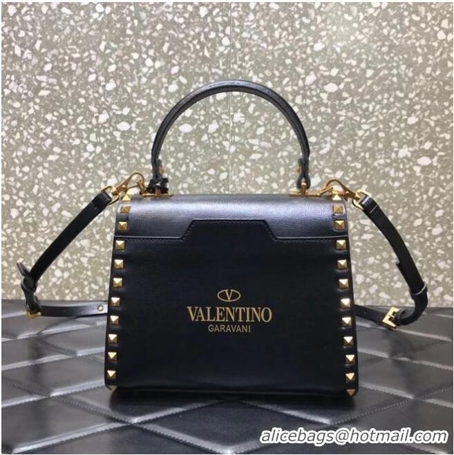 Discount VALENTINO GARAVANI Rockstud Alcove Small grain calf leather handbag 2B0J71 black