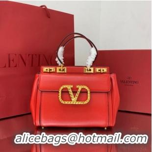 Market Sells VALENTINO calf leather handbag V0754 Red