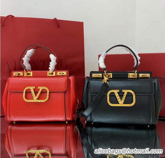 Market Sells VALENTINO calf leather handbag V0754 Red