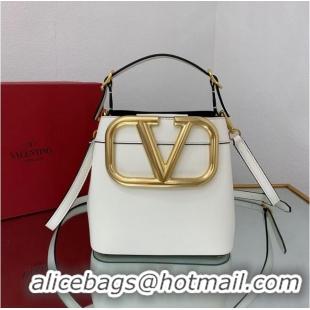 Top Grade VALENTINO calf leather handbag V0754 white