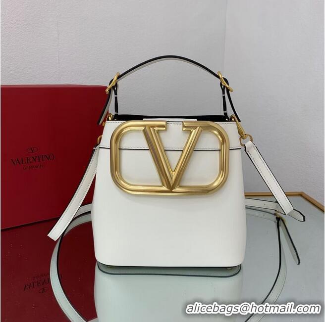 Top Grade VALENTINO calf leather handbag V0754 white