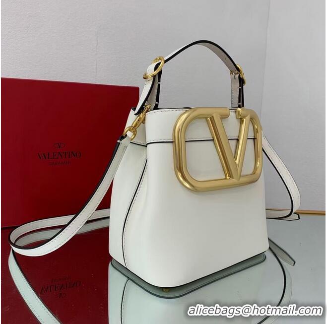 Top Grade VALENTINO calf leather handbag V0754 white