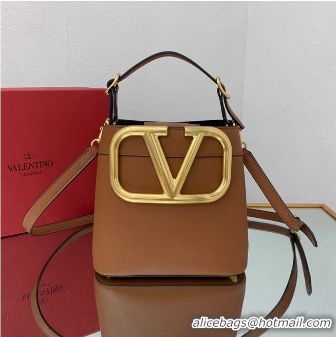 Famous Brand VALENTINO calf leather handbag V0754 brown