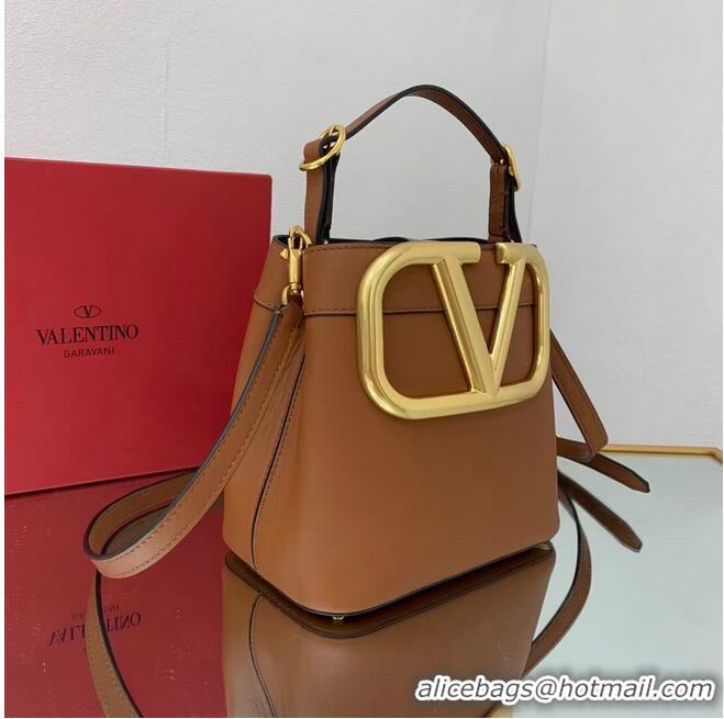 Famous Brand VALENTINO calf leather handbag V0754 brown