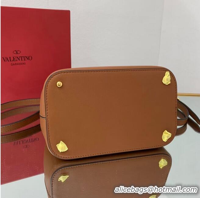 Famous Brand VALENTINO calf leather handbag V0754 brown