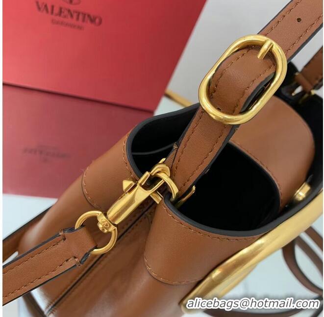 Famous Brand VALENTINO calf leather handbag V0754 brown