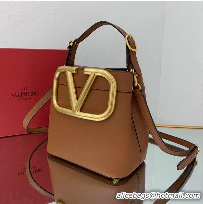 Famous Brand VALENTINO calf leather handbag V0754 brown