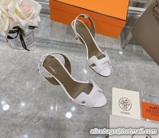 Shop Cheap Hermes Leather Heeled Sandals 7cm 061184 White