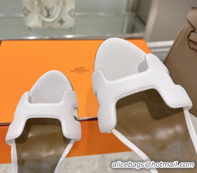 Shop Cheap Hermes Leather Heeled Sandals 7cm 061184 White